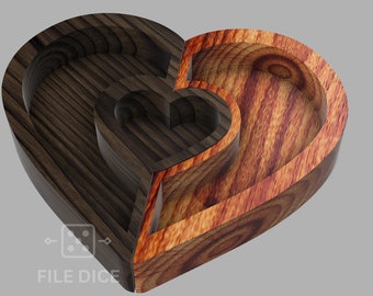 Heart Puzzle Tray - Archivos para impresora CNC o 3D (SVG, DXF, EPS, PDF, AI, STL)