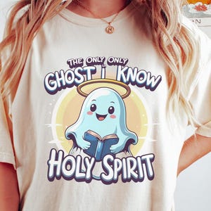 Holy Spirit Ghost Shirt | Christian Halloween Tee | Funny Faith Comfort Colors® T-Shirt | Jesus Lover Fall Graphic Tee