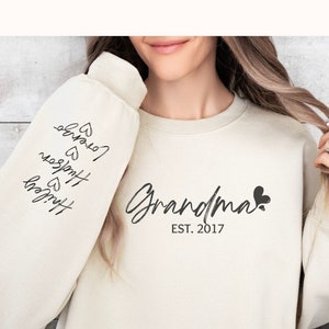 Grandma Sweatshirt With Grandkids Names Personalized Grandma Sweatshirt Grandma Sweatshirt Personalized Grandma Sweater Gift For Mom