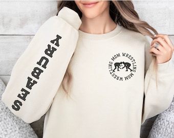 レスリングママシャツ レスリングママシャツ ママのためのレスリングシャツ レスリングシャツ カスタムクルーネックスウェットシャツ カスタムロゴスウェットシャツ
