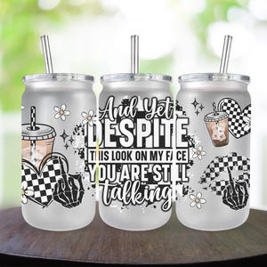 Sarcastic Ice Coffee Mug, 16oz Glass Can, Funny Coffee Cup, Adult Humor, Mental Health, Beer Glass Can