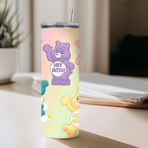 Swear Bear Tumbler, Adult Theme Coffee Cup, Sarcastic Humor Mug, Funny Gifts, Care Bear Inspired Cup, 20oz Tumbler, Travel Mug