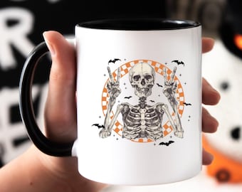 Halloween Coffee Cup, Spooky Season Mug, Skeleton Cup, Cute Coffee Cup