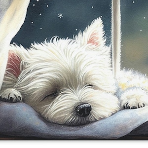 Sleeping West Highland Terrier Canvas Print | West Highland Terrier Nursery Wall Art | Westie Gift | Westie Dog | Ready to Hang