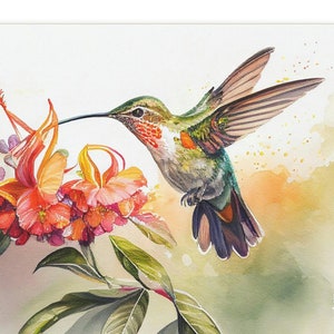 Hummingbird Watercolor Canvas Print | Hummingbird Gift | Hummingbird Art | Ready to Hang