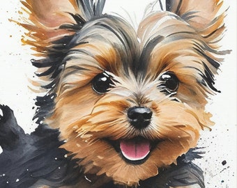 Yorkie Watercolor Canvas Print | Yorkie Art | Yorkie Gift | Yorkshire Terrier Watercolor | Ready to Hang