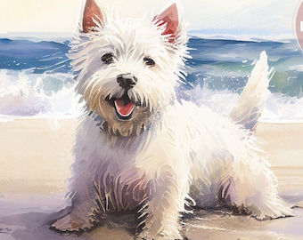 West Highland White Terrier Watercolor | Westie Gift | Adorable Printable Wall Art