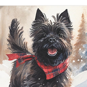 Cairn Terrier Holiday Watercolor Canvas Print | Cairn Terrier Lover Gift | Ready to Hang
