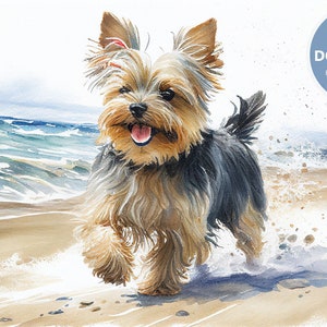 Yorkshire Terrier Watercolor | Adorable Printable Wall Art | Yorkie Gift | Yorkie Art