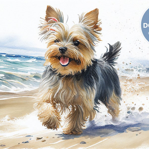 Yorkshire Terrier Aquarelle | Adorable art mural imprimable | Cadeau Yorkie | Art Yorkie