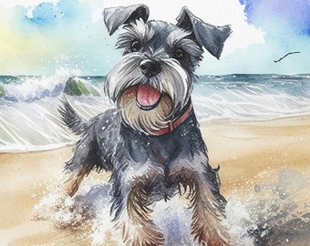 Schnauzer Watercolor Canvas Print | Schnauzer Nursery Wall Art | Schnauzer Gift | Schnauzer Mom | Schnauzer Memorial | Ready to Hang