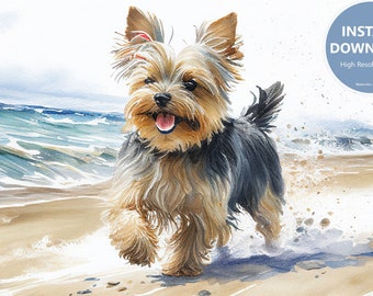 Yorkshire Terrier Watercolor | Adorable Printable Wall Art | Yorkie Gift | Yorkie Art