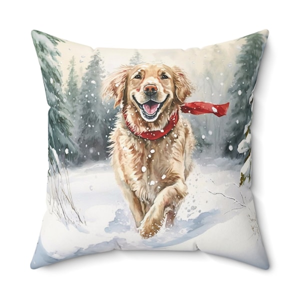 Golden Retriever Throw Pillow | Huggable Golden Retriever Lover Gift | Artwork by Watercolor Adorables