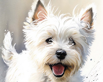West Highland Terrier Watercolor | Westie Gift | Adorable Printable Wall Art