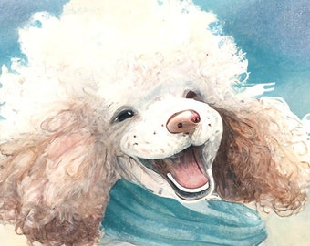 Poodle Driving Watercolor Print | Poodle Art | Poodle Gift | Printable Wall Art