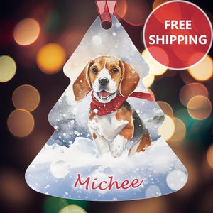 Personalized Beagle Holiday Ornament | Beagle Lover Gift | Artwork by Watercolor Adorables
