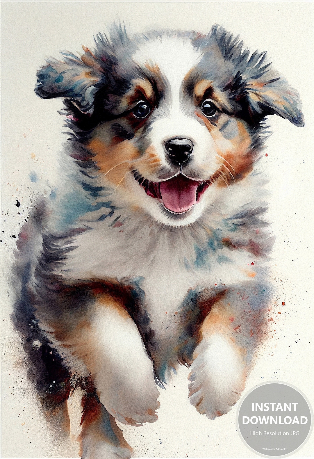 Australian Shepherd Watercolor | Adorable Printable Wall Art - Etsy