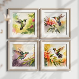 Hummingbird Watercolors | 4 Stunning Hummingbird Prints