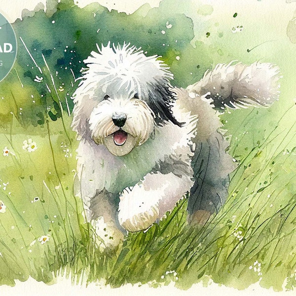 Old English Sheepdog Watercolor | Digital Download | For OES Lovers