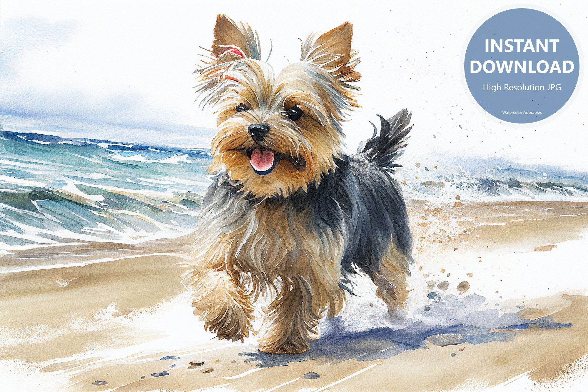 2 Piece Yorkie PJ Set - Watercolor 2 Piece Yorkie PJ Set - Watercolor