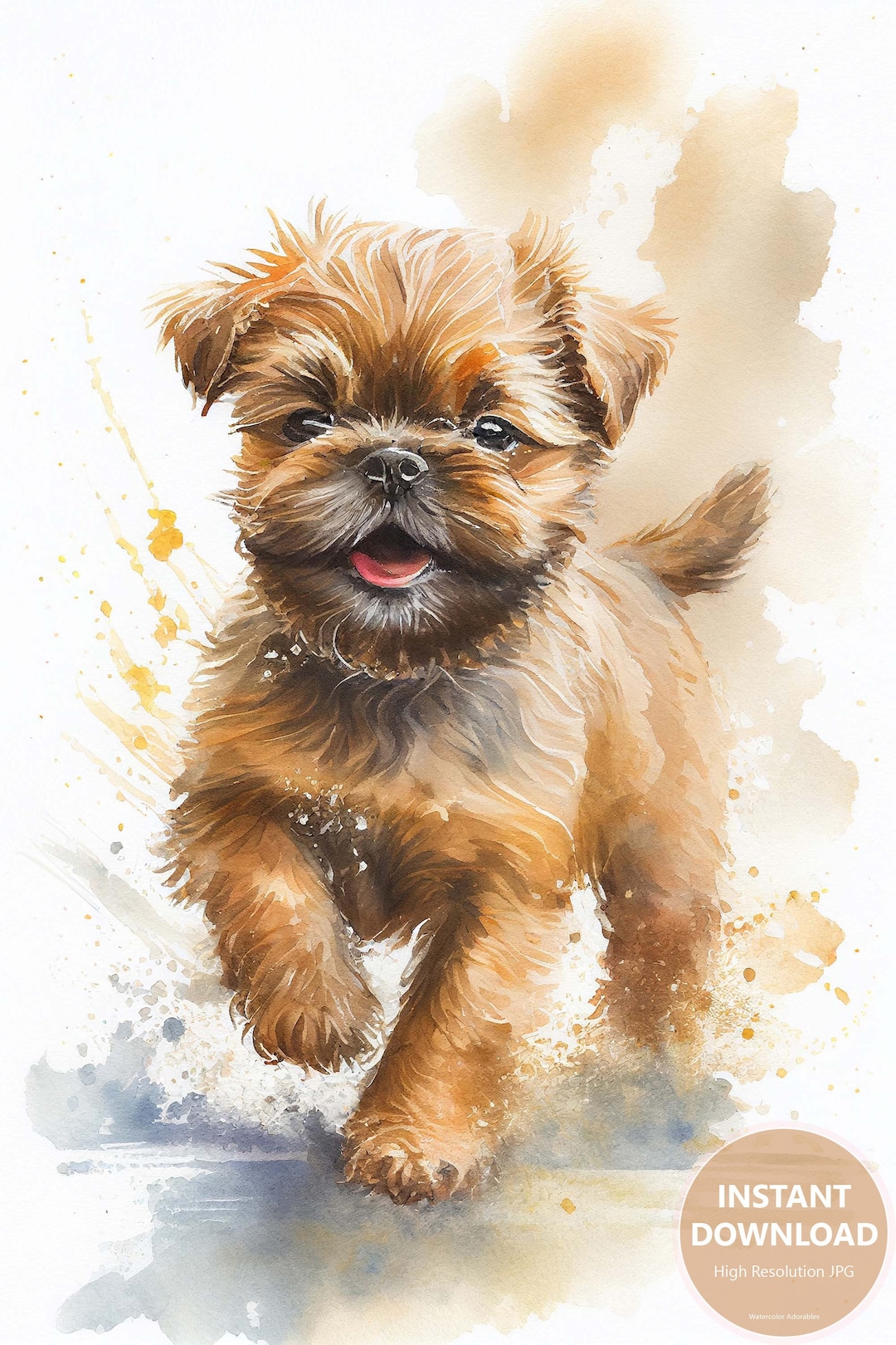 Brussels Griffon Watercolor Adorable Printable Wall Art