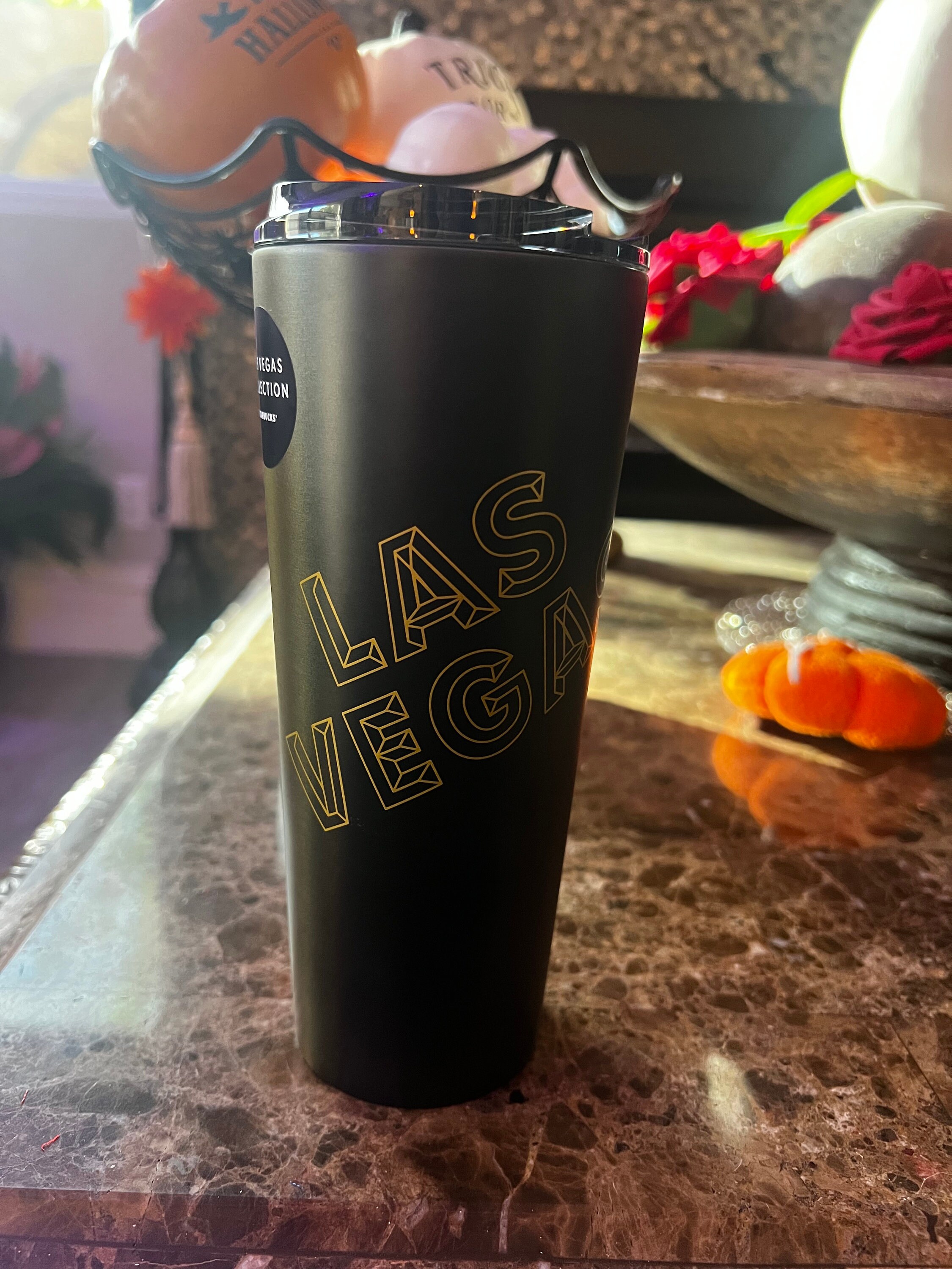 Starbucks 2023 VEGAS Collection Gold & Black Matte Diamond Straw Topper  Tumbler