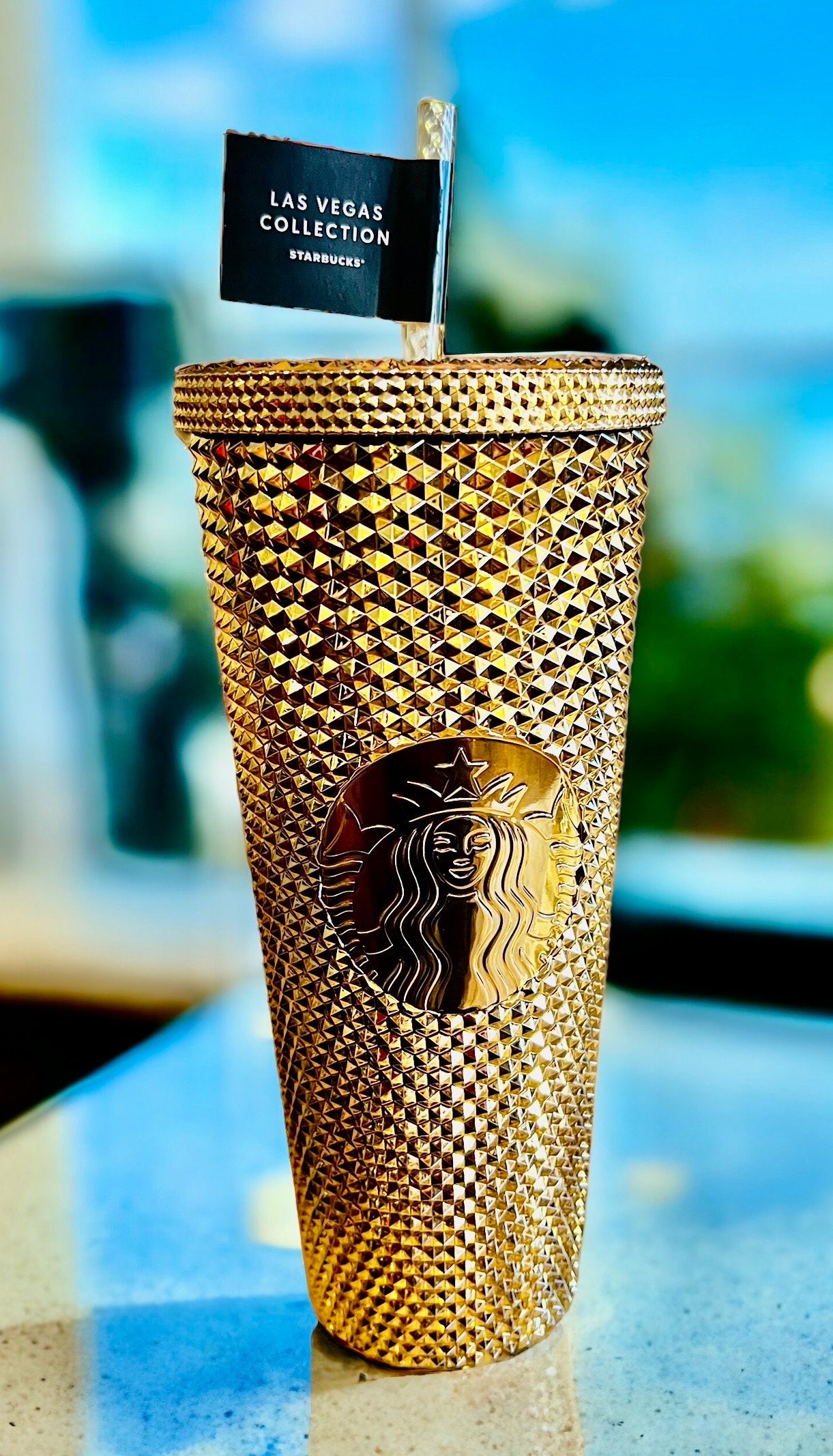 Starbucks 2023 US Chrome Rose Gold 24oz Jewel Cup Tumbler