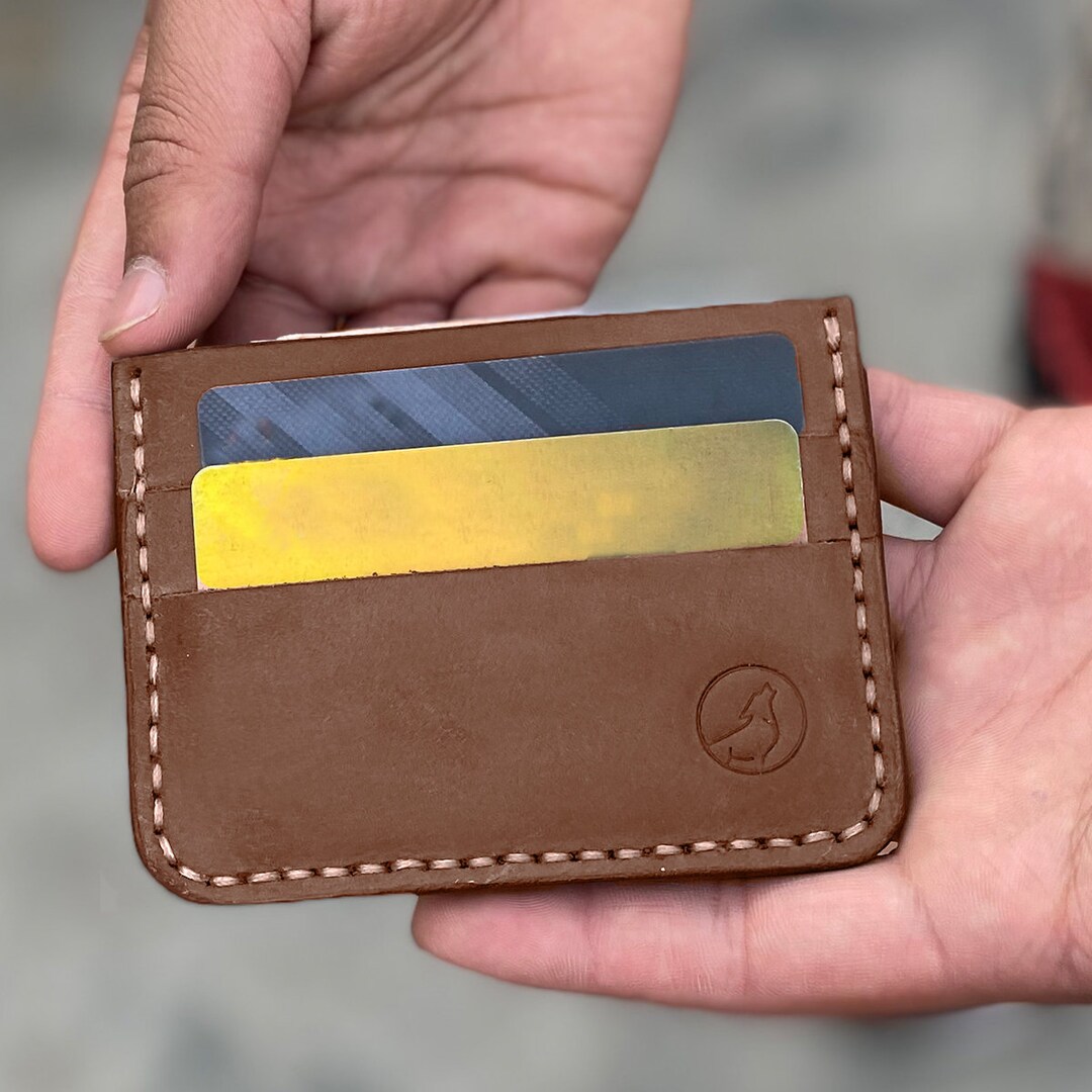 Handmade Leather Card Holder Wallet With 4 Slots for Cash and Cards Unisex Design Etsy