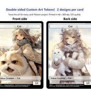 Custom Art Heavenly Pets Cat Token for Basri, Tomorrow&#39;s Champion, Ocelot Pride Leonin Warleader, Rin and Seri, MTG EDH Anime Chibi Style