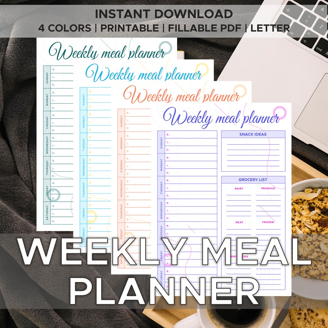 Weekly Meal Planner With Grocery List | Printable | 7 Day Meal Plan ...