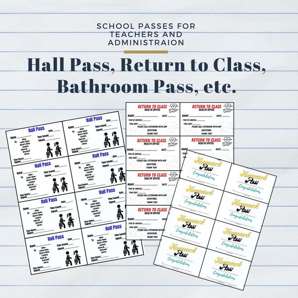 valentine no homework pass PRINTABLE School Passes, Easy download and print, includes Hall Pass, Return to Class, Bathroom Pass, Homework Pass, Request for, and Nurse
