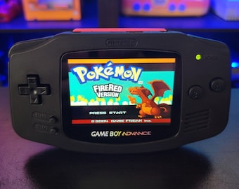 Black Game Boy Advance GBA Console with iPS V5 Backlight Backlit LCD and USBC Mod