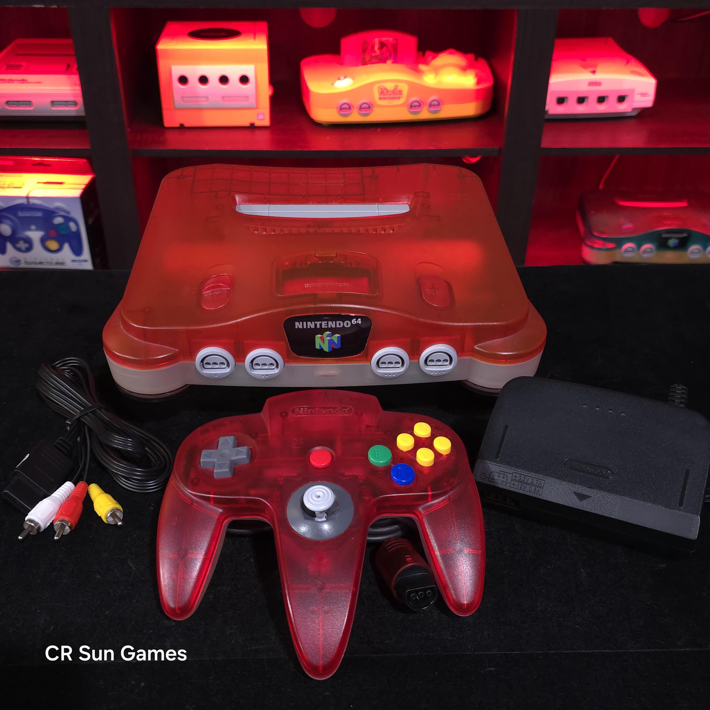 Nintendo 64 Console Watermelon Red and Clear N64 REGION FREE Nintendo 64 Console Watermelon Red and Clear N64 REGION FREE