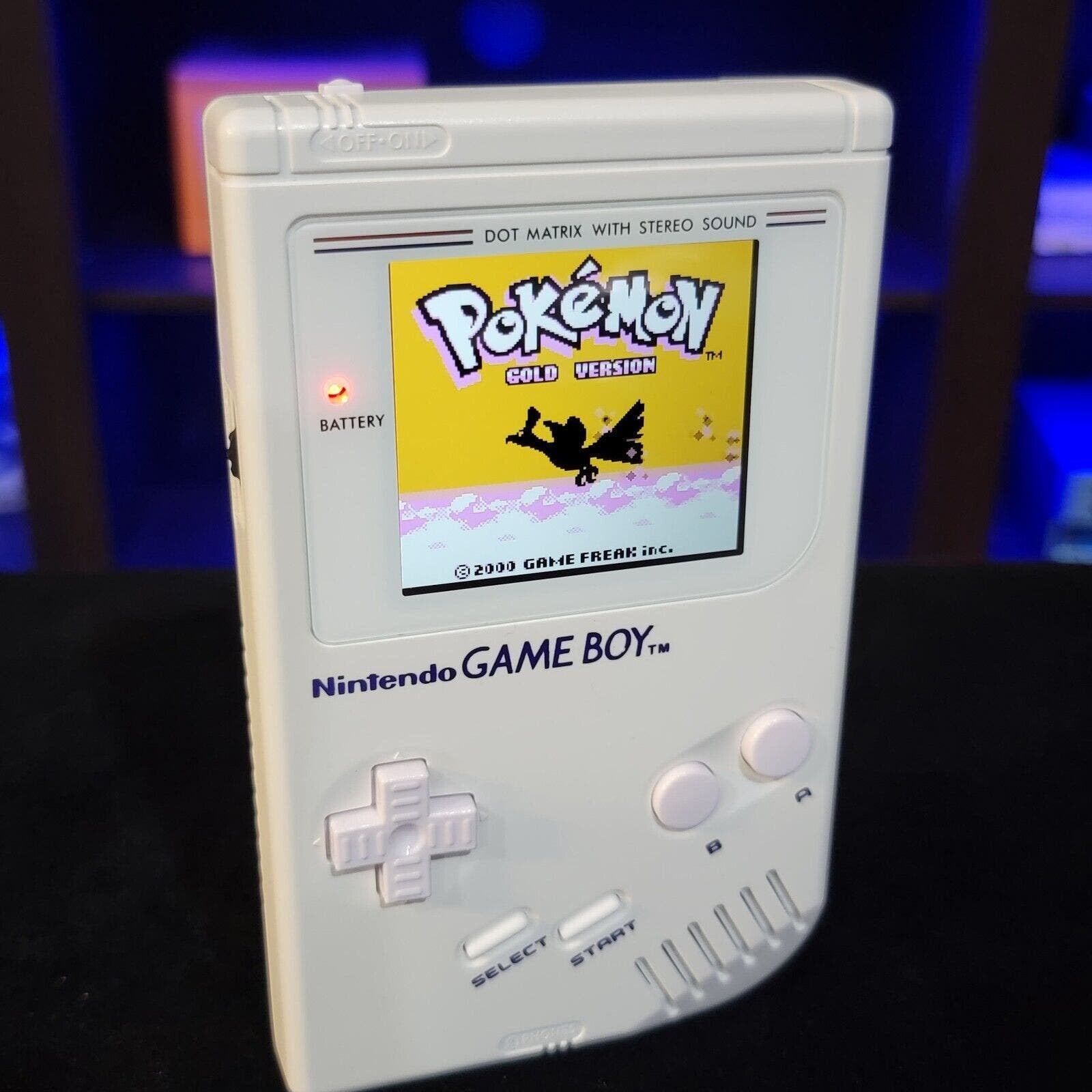 White Nintendo Classic Game Boy DMG With Upgraded Backlit IPS LCD Screen
