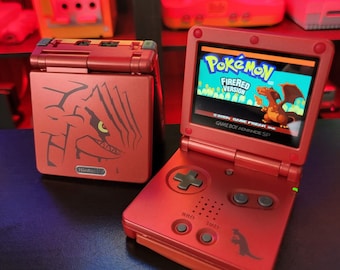 Red Nintendo Game Boy Advance GBA SP IPS Mod Adjustable Brightness - Groudon