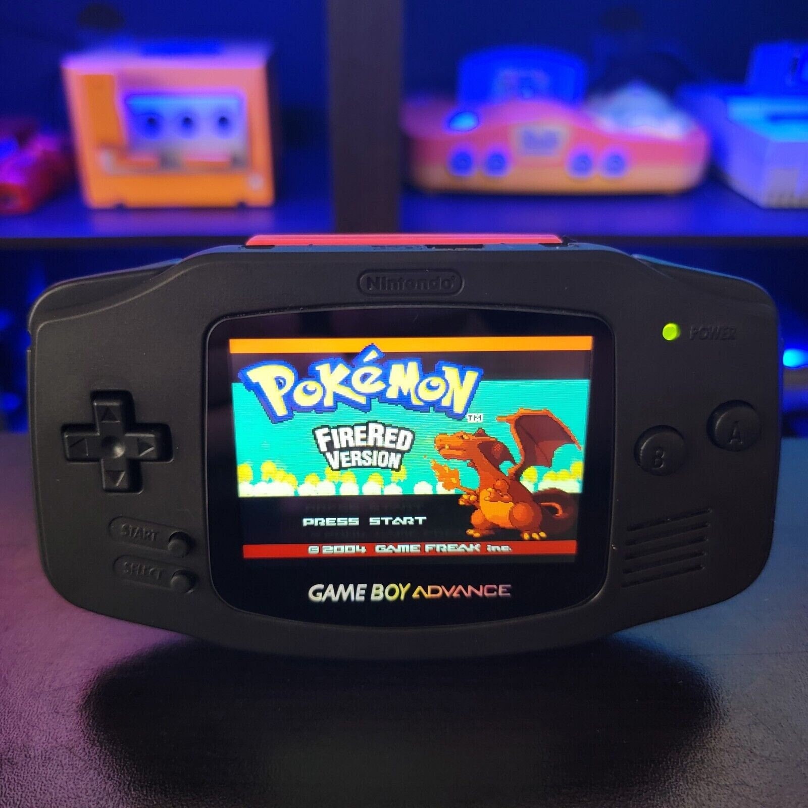 Black Game Boy Advance GBA Console with iPS V5 Backlight Backlit LCD and USBC Mod