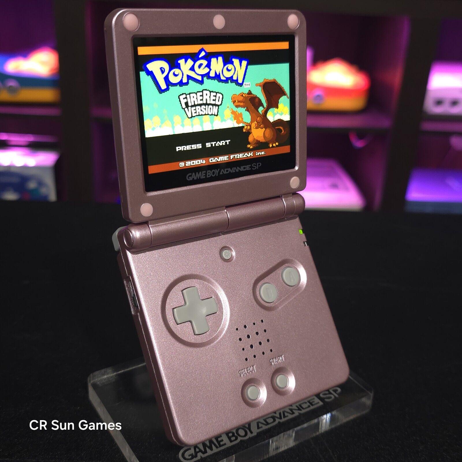 Pink Nintendo Game Boy Advance GBA SP IPS Mod Adjustable