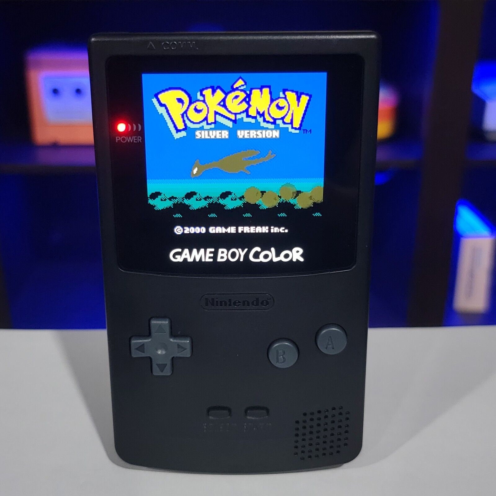 Black Gameboy Color Console OLED Touch Screen And USB-C Rechargeable Battery Mod