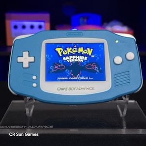 Blue And White GameBoy Advance GBA Console Ips V5 Backlight Backlit LCD MOD