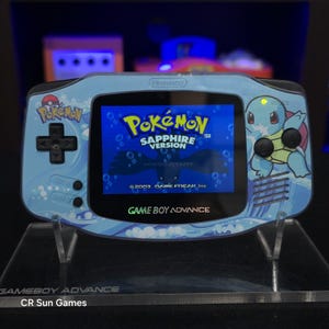 Glacial Squirtle GameBoy Advance GBA Console Ips V5 Backlight Backlit LCD MOD