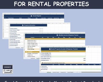 Rental Property Income Expense Tracker | Landlord Spreadsheet (Google Sheets, Excel)