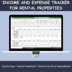 Income and Expense Tracker - Rental Properties - Easy to Use - Interactive Excel Spreadsheet - Instant Download