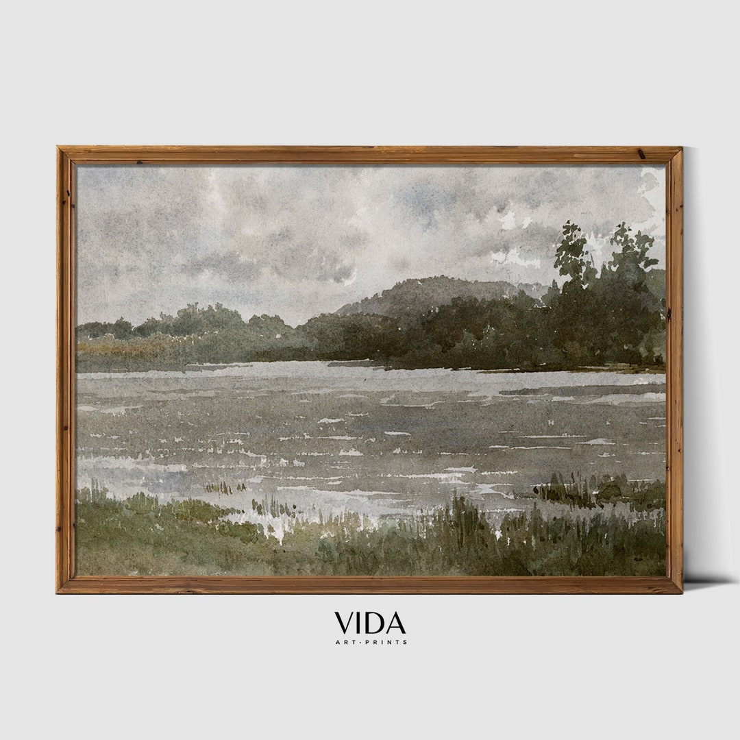 Lake House Decor Art Prints Landscape Painting Rustic Wall Decor