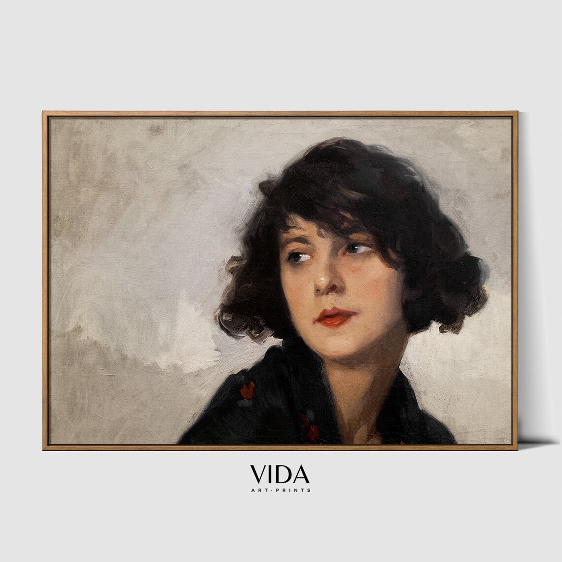 Portrait Painting Neutral Wall Art Bathroom Decor Vintage Print Digital ...