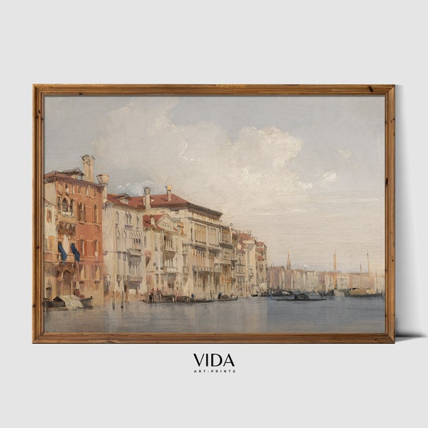 Cityscape Wall Art Venice Canals Neutral Wall Prints European Prints Venice Painting Prints Art Prints Download Coastal Prints V43