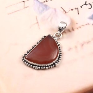 Colgante de ágata rosa natural de Botswana, colgante hecho a mano, colgante de plata de ley 925, regalo de aniversario, regalo para ella, colgante de piedra preciosa de ágata,