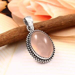 Rose quartz Gemstone pendant,925 sterling silver pendant, Boho pendant,Bhirtday Pendant,Anniversary Pendant , wedding Pendant, Gift Pendant,