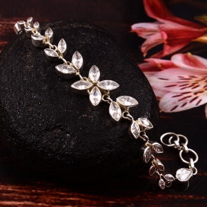 Zirconia Bracelet,925 sterling silver bracelet,Handmade bracelet,cubic zirconia bracelet, wedding gift, Birthday gift,mom gift, gift for her