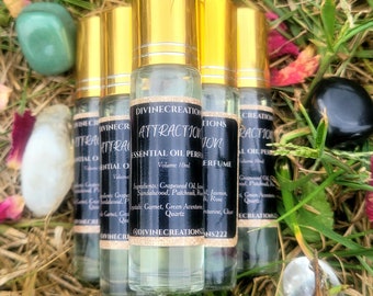 Attraction Essential Oil Roll On Perfume: Jasmine, Rose & Gemstones
