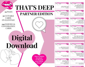 240 Couples Connect Cards Printable Digital Download, Questions for Couples, Couple Therapy, Couple Games, Relationship Questions